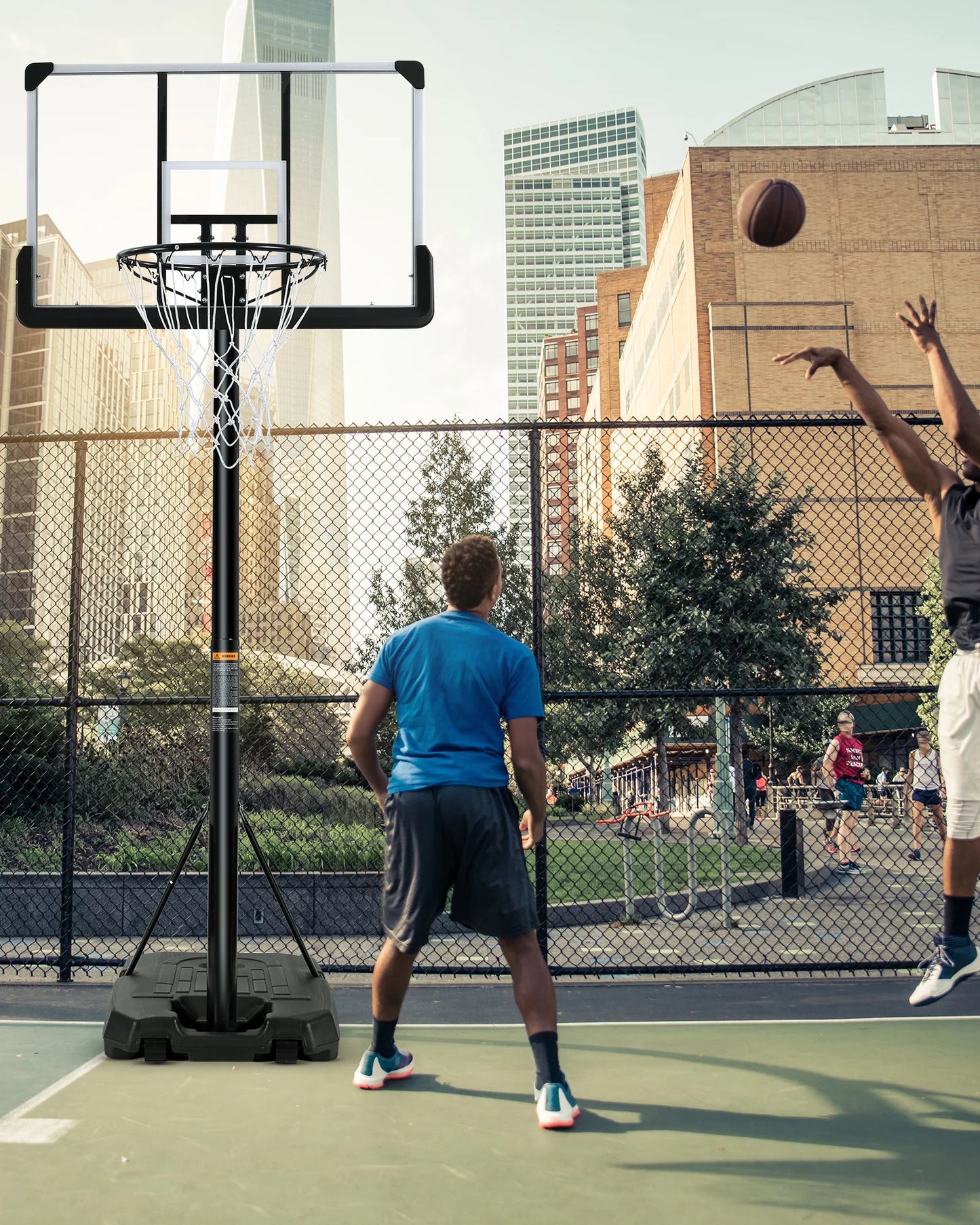 Portable Basketball Hoop Goal Basketball Hoop System Height Adjustable 7 Ft 6 in 10 Ft with 44 Inch Indoor Outdoor PVC Backboard Material