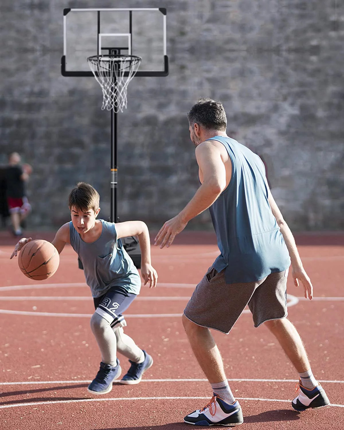 Portable Basketball Hoop Goal Basketball Hoop System Height Adjustable 7 Ft 6 in 10 Ft with 44 Inch Indoor Outdoor PVC Backboard Material